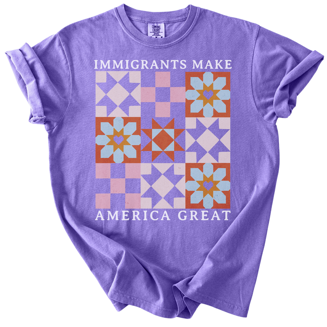 Immigrants Make America Great Quilt Pattern Tee