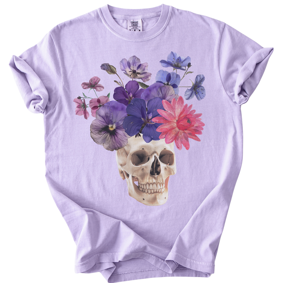 Floral Collage Skull Tee