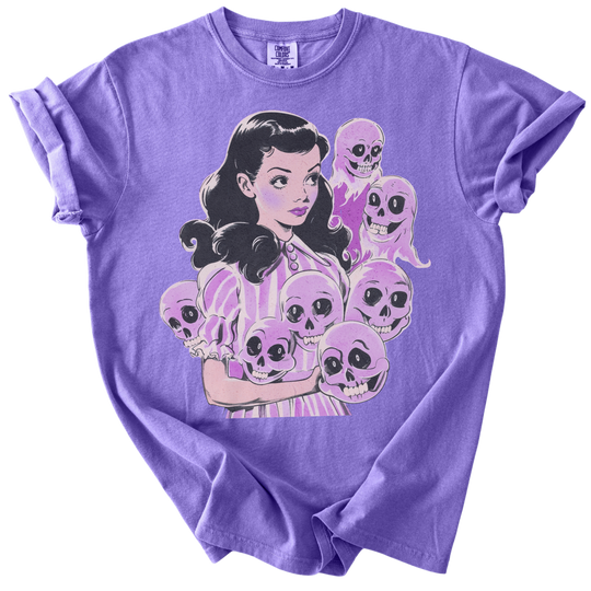 Pinup Purple Girl With Her Ghouls Tee