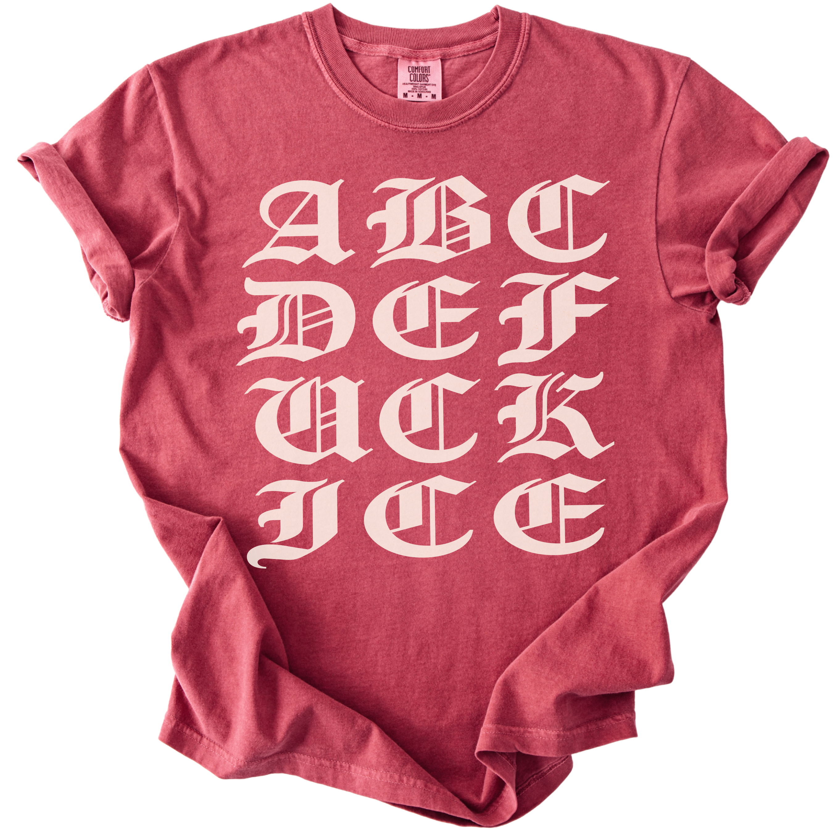 ABCDE FUCK ICE Blackletter Tee