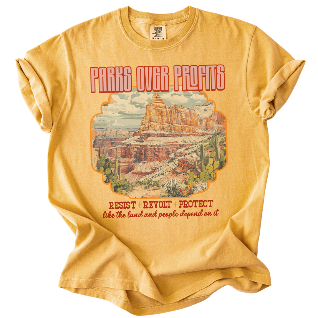 Parks Over Profits Resist Revolt Protect Tee