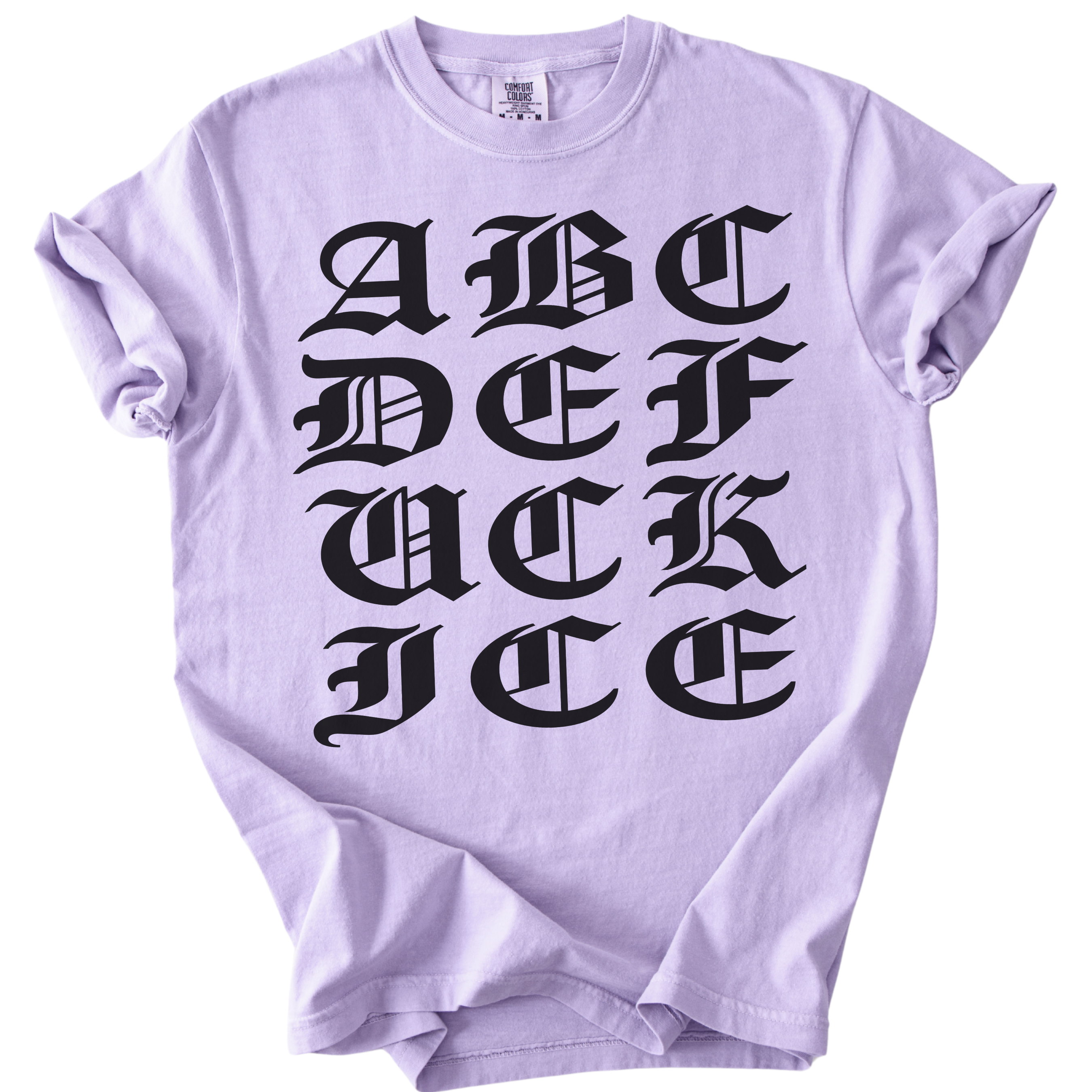 ABCDE FUCK ICE Blackletter Tee