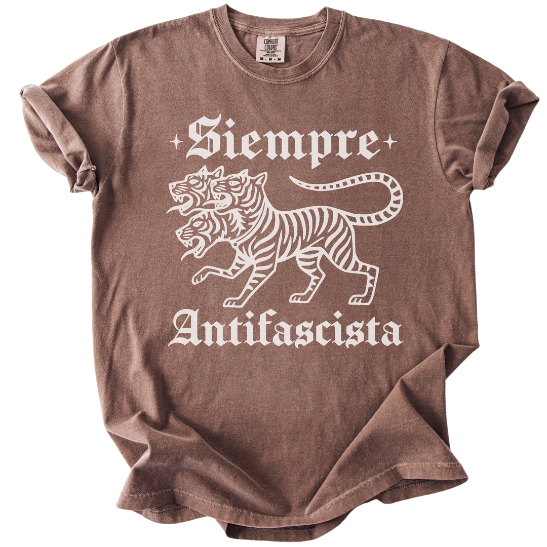 3 Headed Tiger Siempre Antifascista Tee