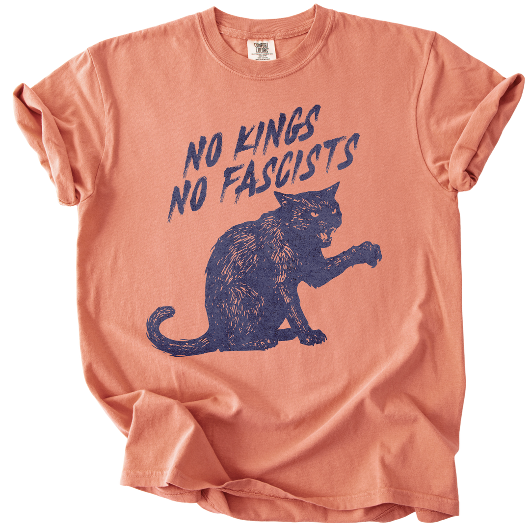 No Kings No Fascists Black Cat Tee