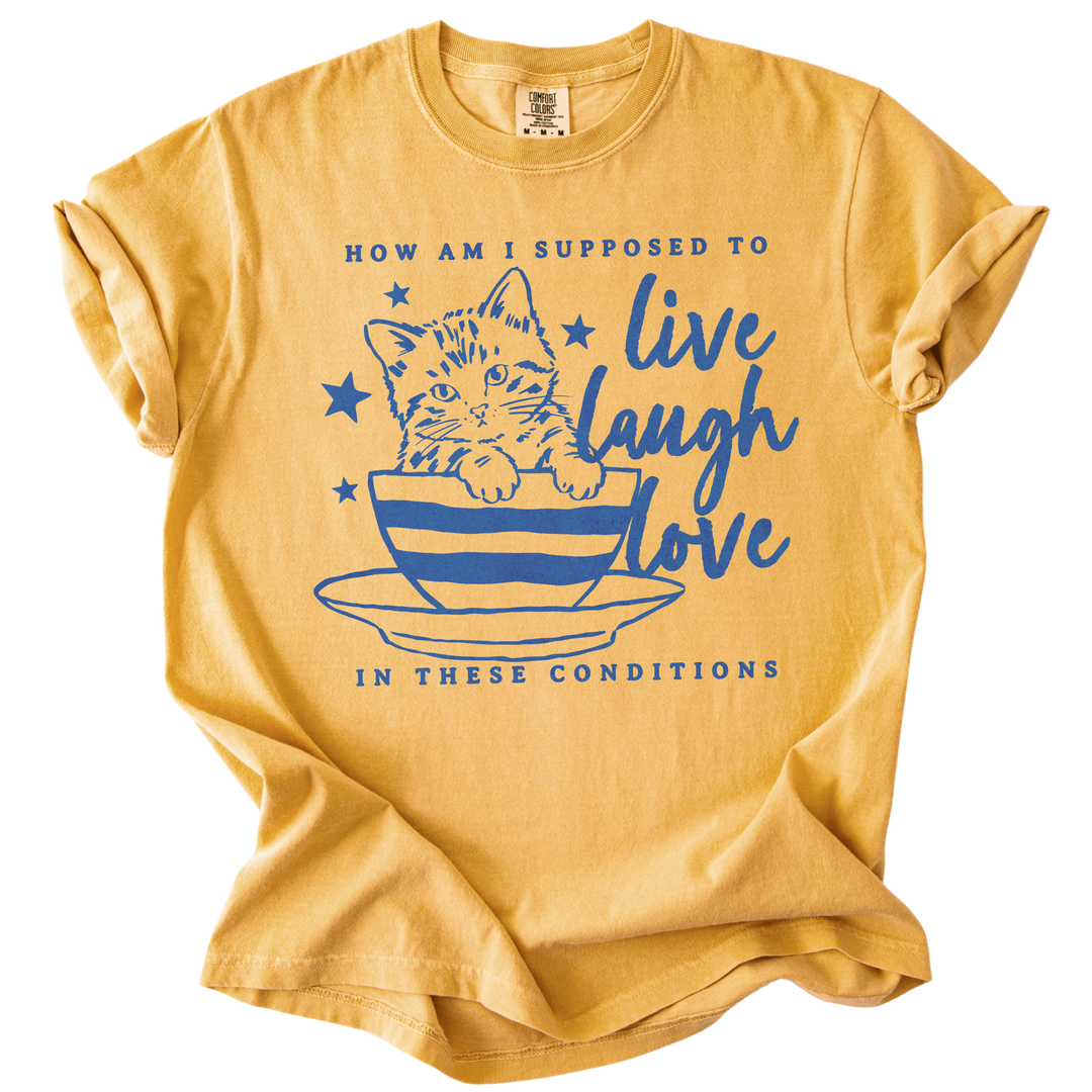 How Am I Supposed to Live Laugh Love in These Conditions Tee