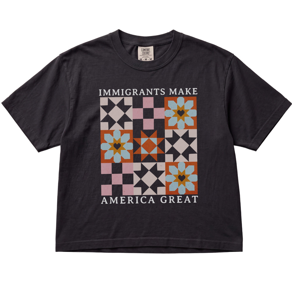 Immigrants Make America Great Quilt Women's Cropped Boxy
