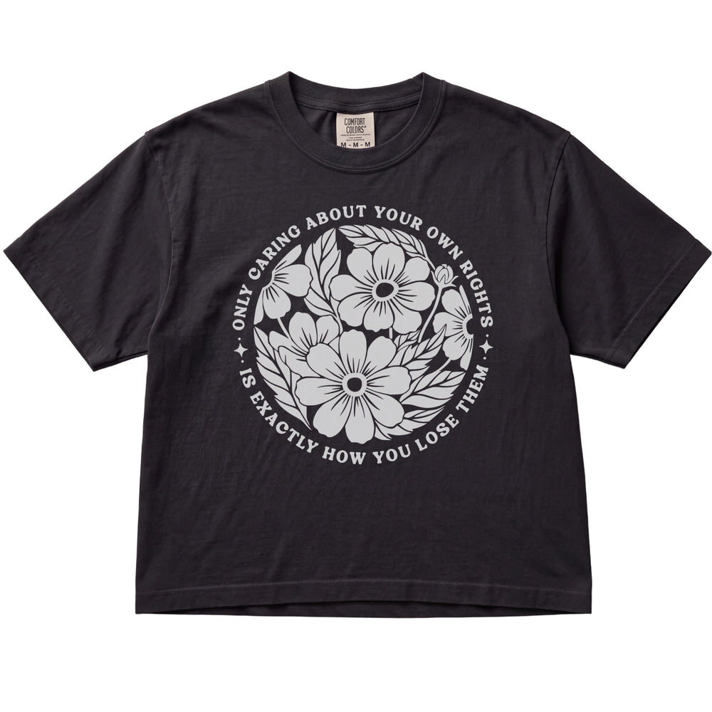 Only Caring About Your Own Rights Floral Women's Cropped Boxy