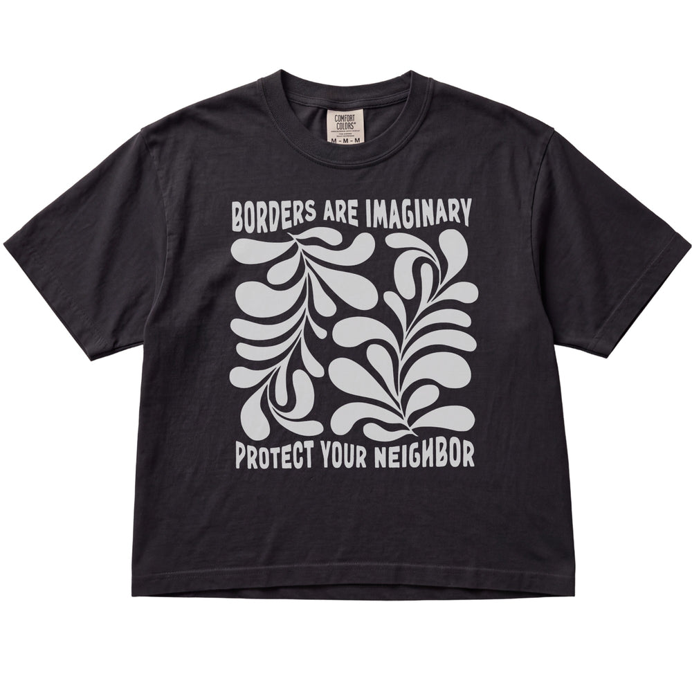 Borders Are Imaginary Protect Your Neighbor Women's Cropped Boxy