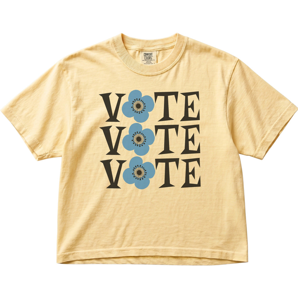 Retro Vote Blue Flower Women's Cropped Boxy