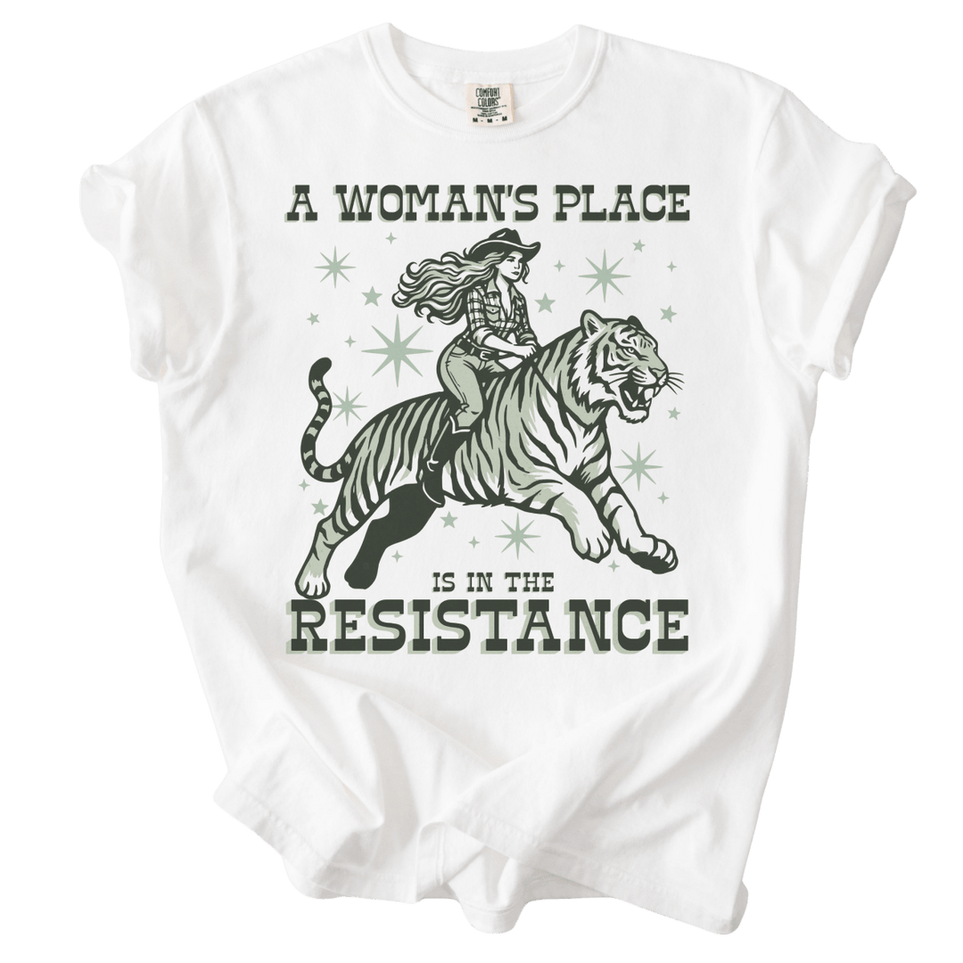 A Woman's Place is in The Resistance Tiger Tee - The Rogue Petal Co. - T-Shirt