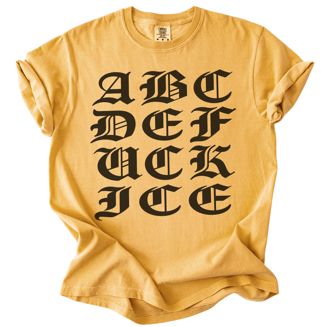 ABCDE FUCK ICE Blackletter Tee - The Rogue Petal Co. - T-Shirt