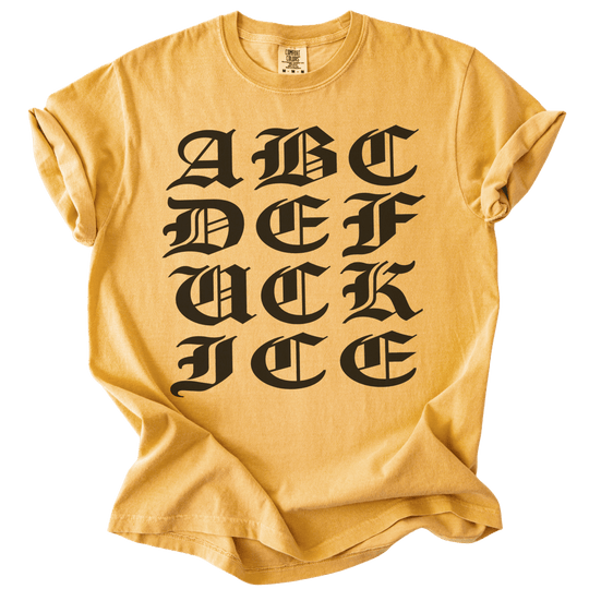ABCDE FUCK ICE Blackletter Tee - The Rogue Petal Co. - T-Shirt