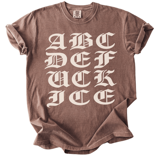 ABCDE FUCK ICE Blackletter Tee - The Rogue Petal Co. - T-Shirt