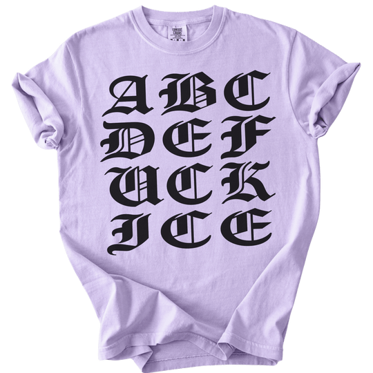 ABCDE FUCK ICE Blackletter Tee - The Rogue Petal Co. - T-Shirt