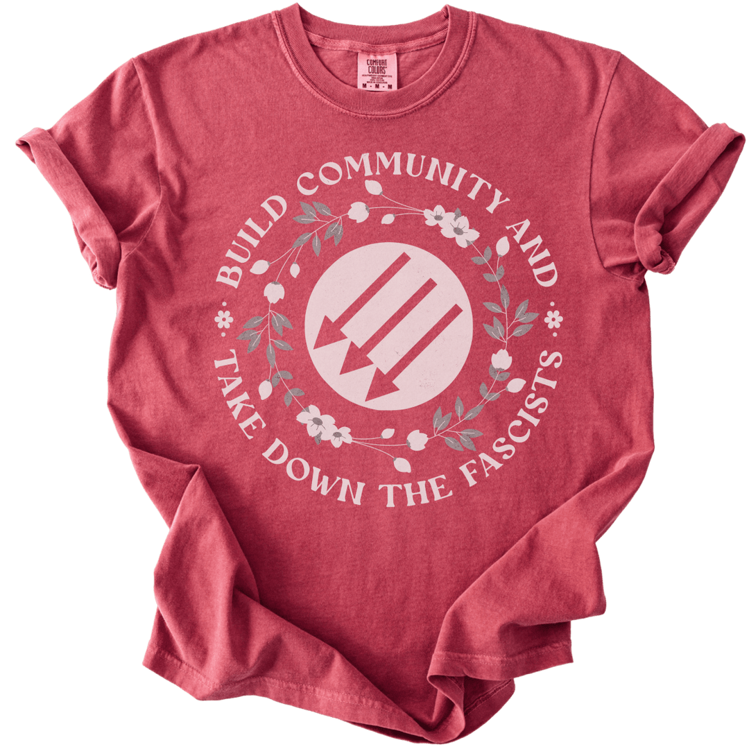 Build Community and Take Down The Fascists 3 Arrows Tee - The Rogue Petal Co. - T-Shirt