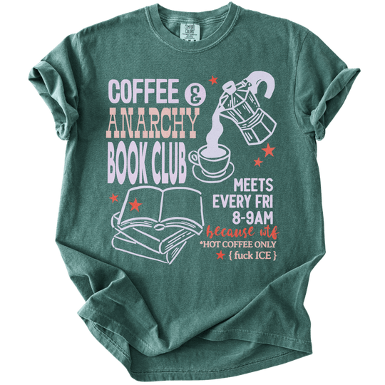 Coffee &amp; Anarchy Book Club Tee - The Rogue Petal Co. - T-Shirt