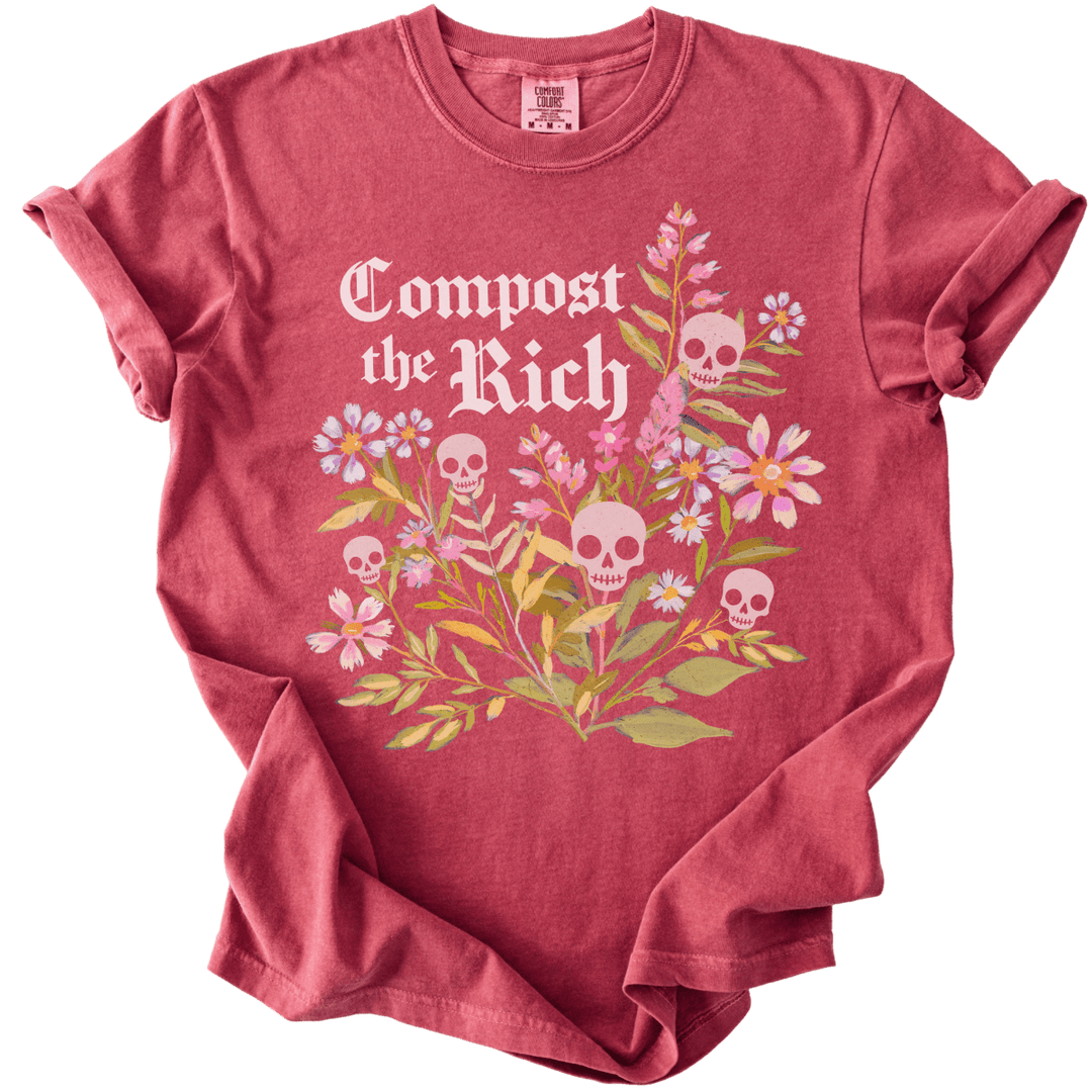 Compost The Rich Floral Skull Tee - The Rogue Petal Co. - T-Shirt