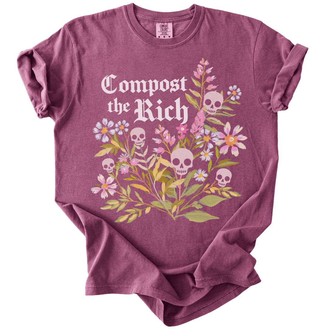 Compost The Rich Floral Skull Tee - The Rogue Petal Co. - T-Shirt