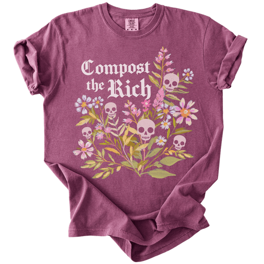 Compost The Rich Floral Skull Tee - The Rogue Petal Co. - T-Shirt