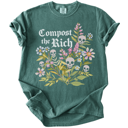 Compost The Rich Floral Skull Tee - The Rogue Petal Co. - T-Shirt