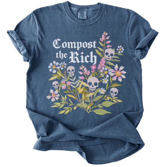 Compost The Rich Floral Skull Tee - The Rogue Petal Co. - T-Shirt