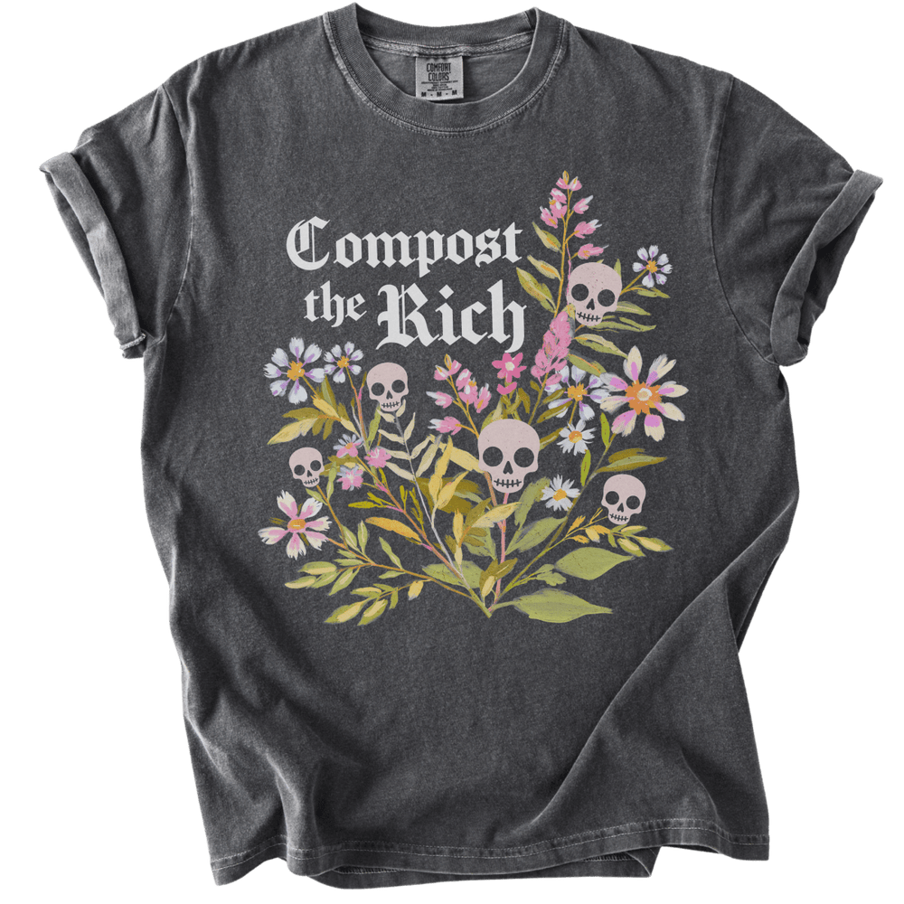 Compost The Rich Floral Skull Tee - The Rogue Petal Co. - T-Shirt