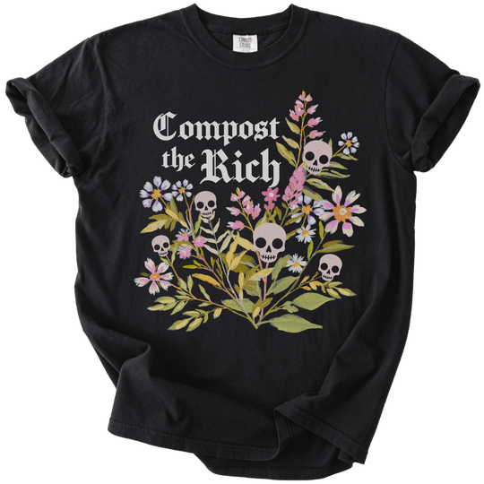 Compost The Rich Floral Skull Tee - The Rogue Petal Co. - T-Shirt