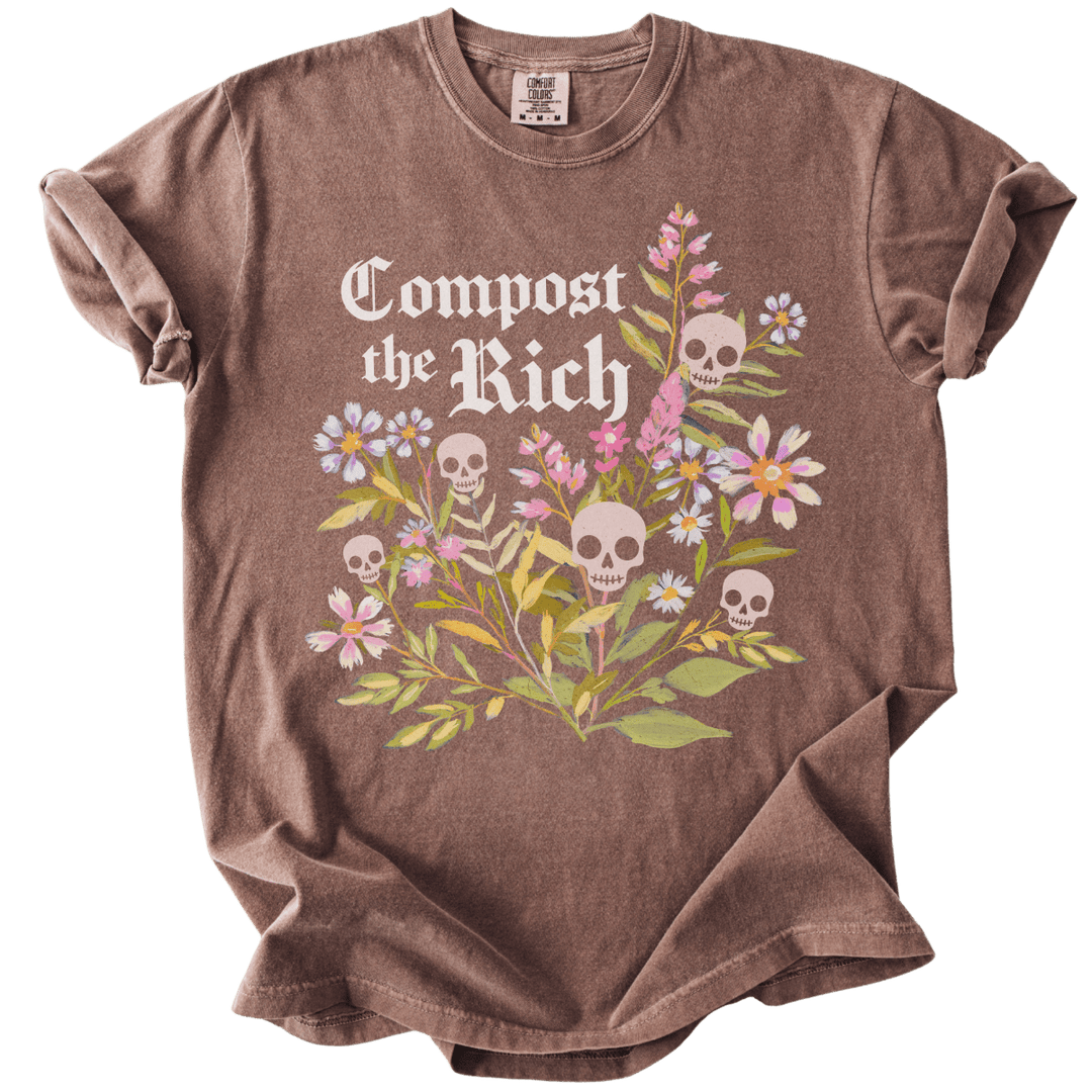 Compost The Rich Floral Skull Tee - The Rogue Petal Co. - T-Shirt