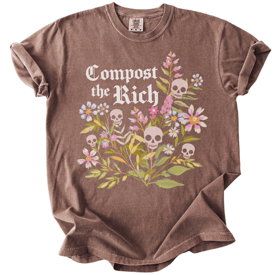 Compost The Rich Floral Skull Tee - The Rogue Petal Co. - T-Shirt