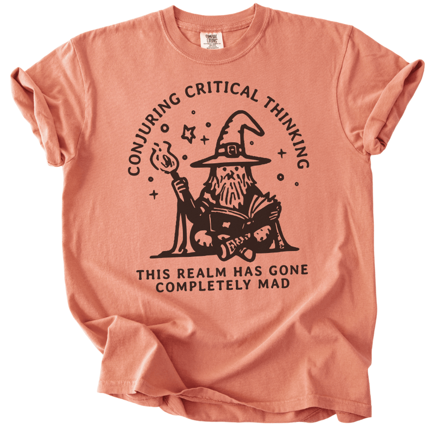 Conjuring Critical Thinking Wizard Tee - The Rogue Petal Co. -