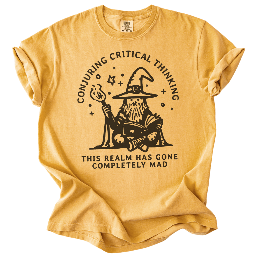 Conjuring Critical Thinking Wizard Tee - The Rogue Petal Co. -