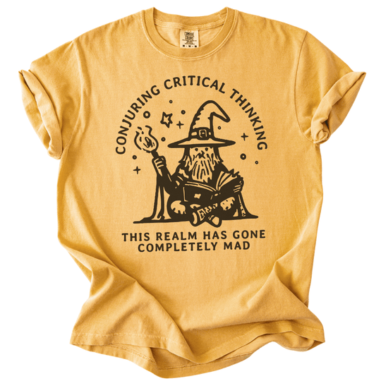 Conjuring Critical Thinking Wizard Tee - The Rogue Petal Co. -