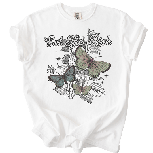 Eat The Rich Floral Butterfly Tee - The Rogue Petal Co. - T-Shirt