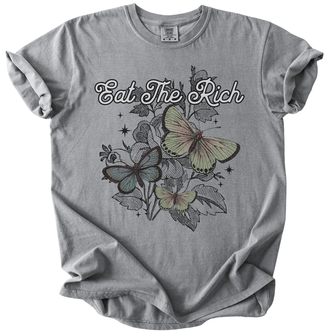 Eat The Rich Floral Butterfly Tee - The Rogue Petal Co. - T-Shirt