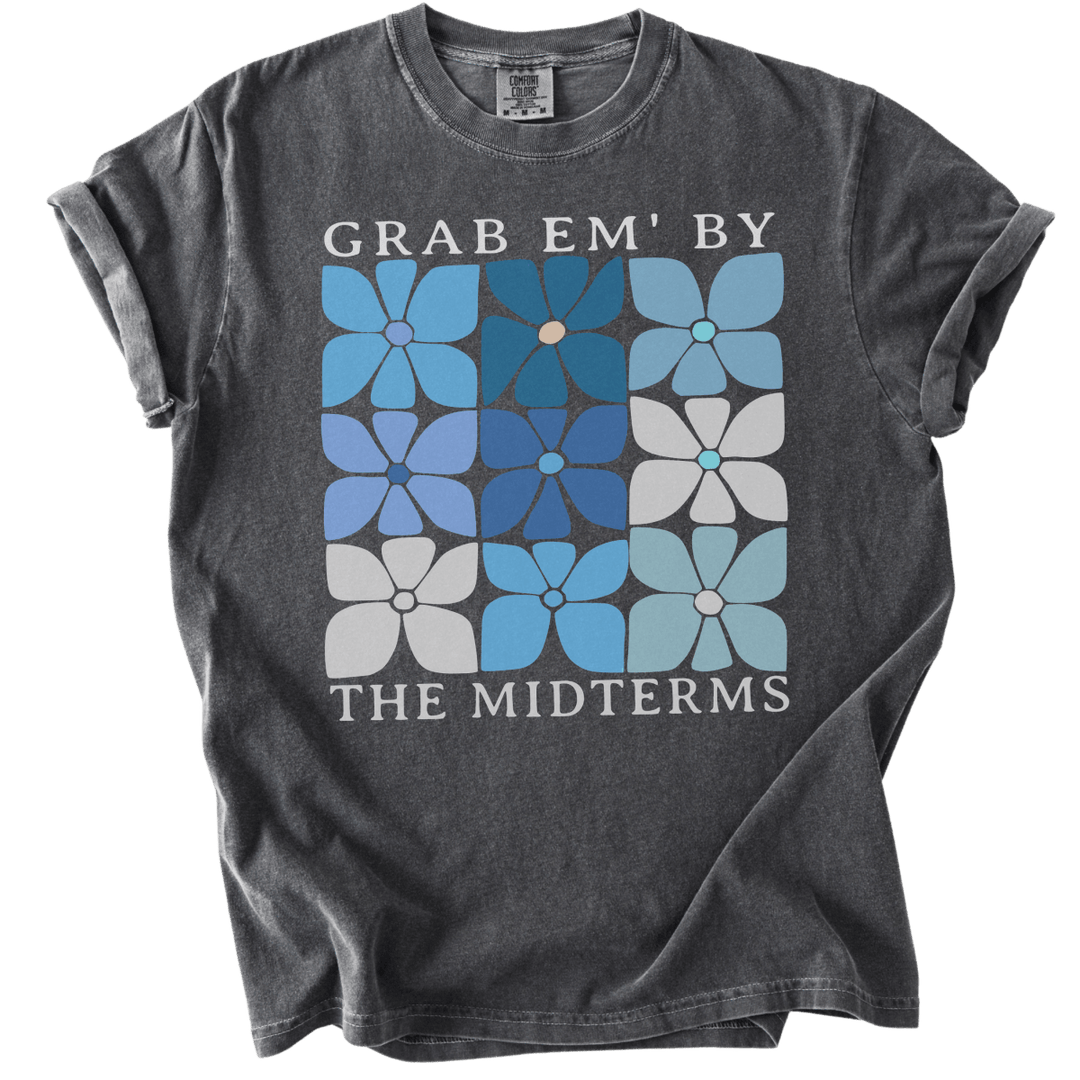 Grab Em' By The Midterms Blue Floral Tee - The Rogue Petal Co. - T-Shirt