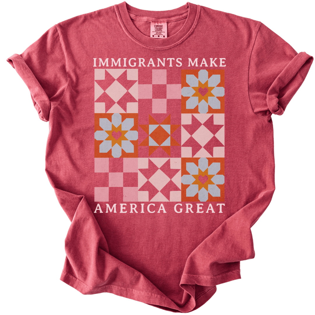 Immigrants Make America Great Quilt Pattern Tee - The Rogue Petal Co. - T-Shirt
