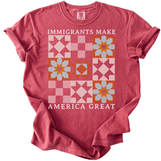 Immigrants Make America Great Quilt Pattern Tee - The Rogue Petal Co. - T-Shirt