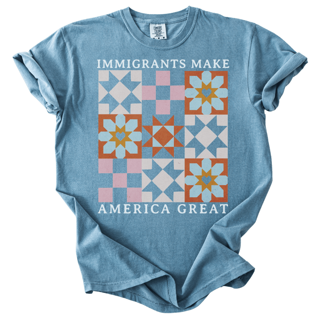 Immigrants Make America Great Quilt Pattern Tee - The Rogue Petal Co. - T-Shirt