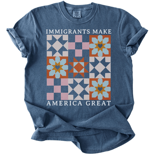 Immigrants Make America Great Quilt Pattern Tee - The Rogue Petal Co. - T-Shirt