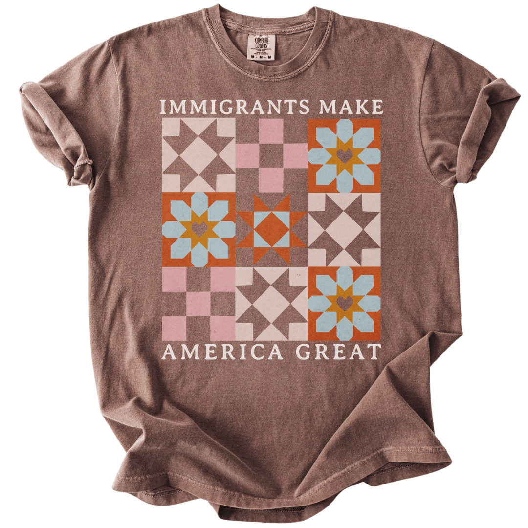 Immigrants Make America Great Quilt Pattern Tee - The Rogue Petal Co. - T-Shirt