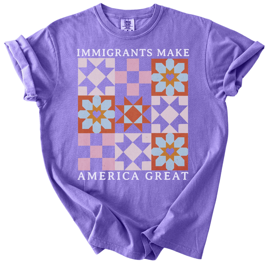 Immigrants Make America Great Quilt Pattern Tee - The Rogue Petal Co. - T-Shirt