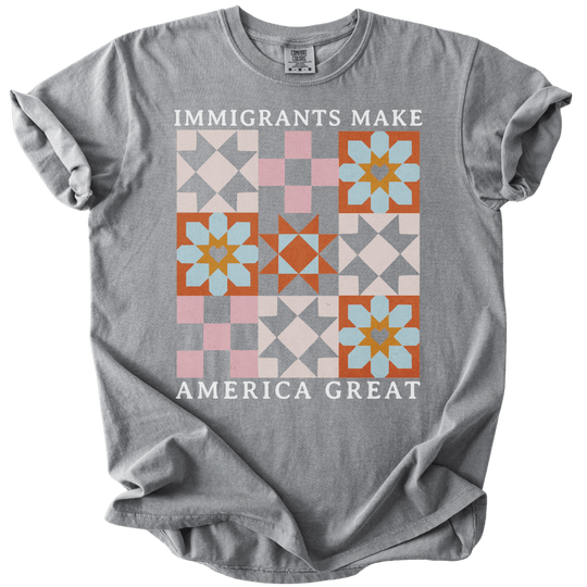Immigrants Make America Great Quilt Pattern Tee - The Rogue Petal Co. - T-Shirt