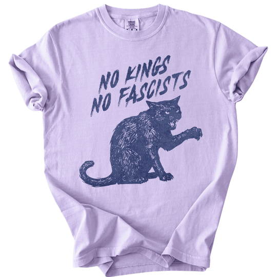 No Kings No Fascists Black Cat Tee - The Rogue Petal Co. - T-Shirt