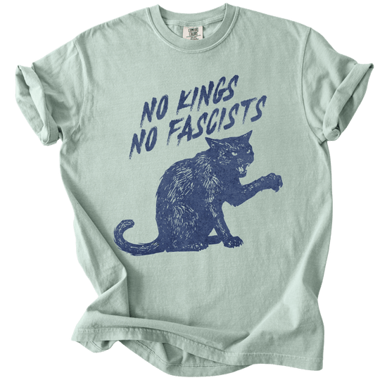 No Kings No Fascists Black Cat Tee - The Rogue Petal Co. - T-Shirt