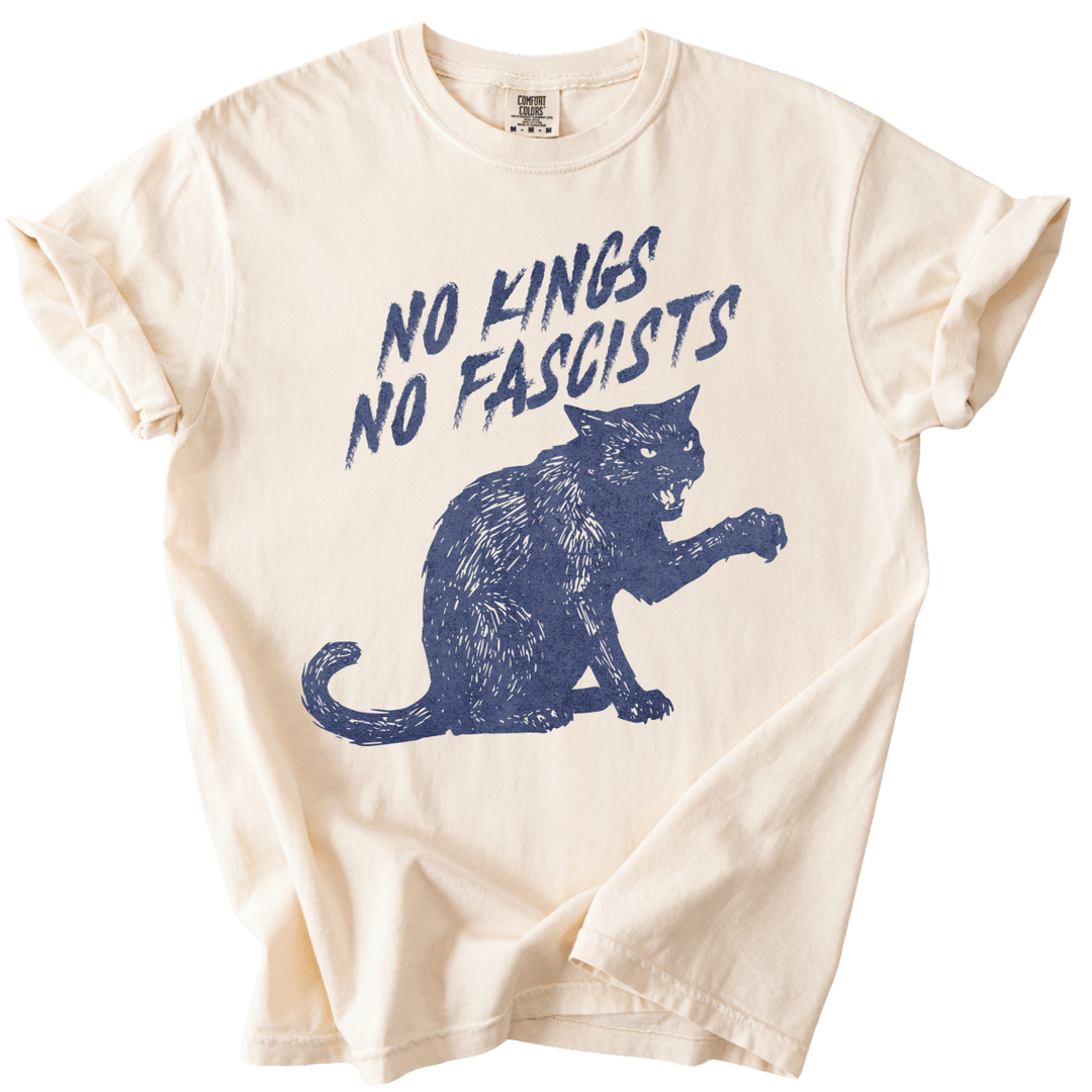 No Kings No Fascists Black Cat Tee - The Rogue Petal Co. - T-Shirt