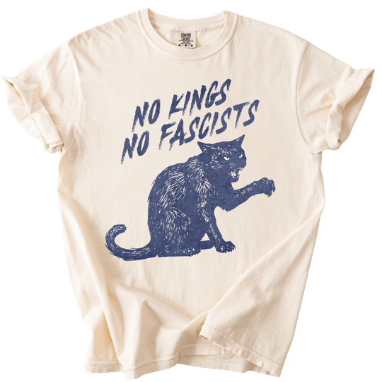 No Kings No Fascists Black Cat Tee - The Rogue Petal Co. - T-Shirt