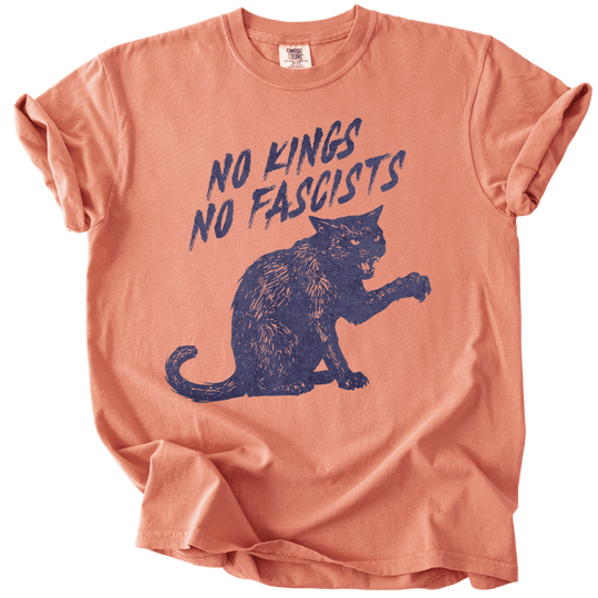 No Kings No Fascists Black Cat Tee - The Rogue Petal Co. - T-Shirt