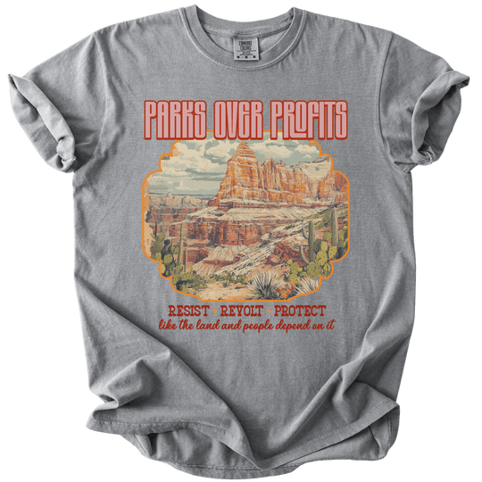 Parks Over Profits Resist Revolt Protect Tee - The Rogue Petal Co. - T-Shirt