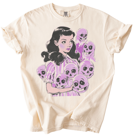 Pinup Purple Girl With Her Ghouls Tee - The Rogue Petal Co. - T-Shirt