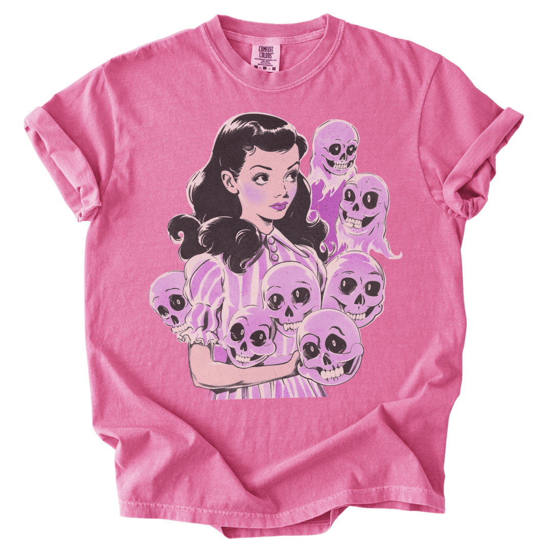 Pinup Purple Girl With Her Ghouls Tee - The Rogue Petal Co. - T-Shirt